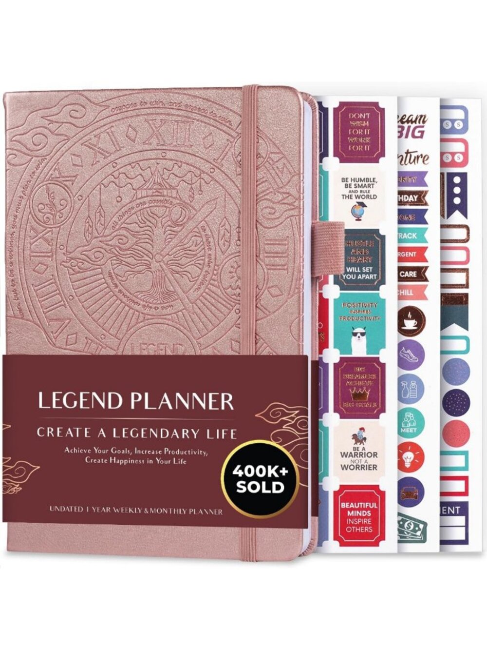 Undated A5 Goal Planner Journal - Weekly & Daily Organizer, Habit Tracker, Rose